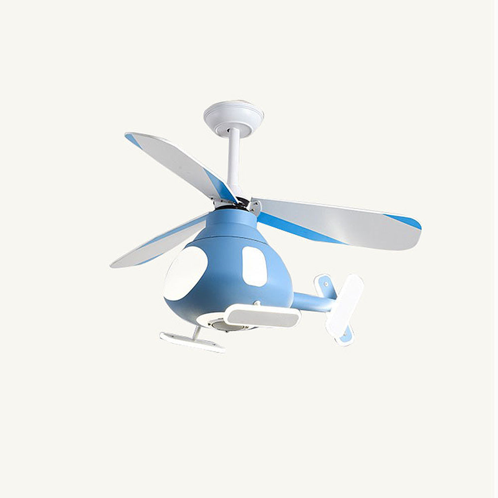 Lumendat Contemporary Creative Cartoon Helicopter Iron Acrylic LED Kids Downrods Ceiling Fan Light For Bedroom Lumendat