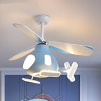 Lumendat Contemporary Creative Cartoon Helicopter Iron Acrylic LED Kids Downrods Ceiling Fan Light For Bedroom Lumendat