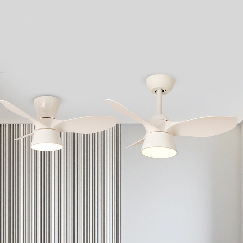 Modern Minimalist Round Acrylic Shade PVC Fan LED Downrods Ceiling Fan Light For Bedroom