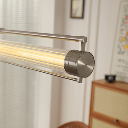Modern Minimalist Long Strip Iron Glass LED Pendant Light Island Light For Dining Room