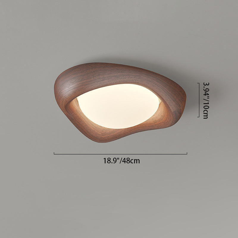 Contemporary Simplicity Curved Iron PE Imitation Wood Grain LED Flush Mount Ceiling Light For Bedroom Lumendat