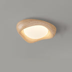 Contemporary Simplicity Curved Iron PE Imitation Wood Grain LED Flush Mount Ceiling Light For Bedroom Lumendat