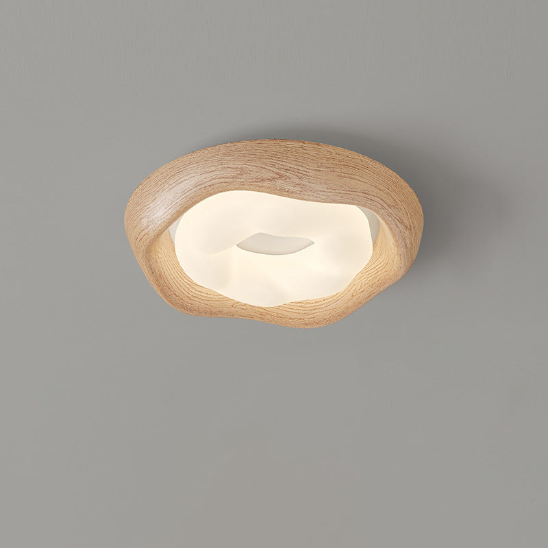 Contemporary Simplicity Curved Iron PE Imitation Wood Grain LED Flush Mount Ceiling Light For Bedroom Lumendat