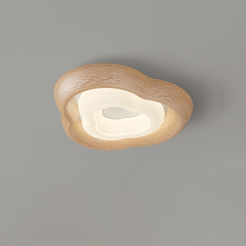 Contemporary Simplicity Curved Iron PE Imitation Wood Grain LED Flush Mount Ceiling Light For Bedroom Lumendat