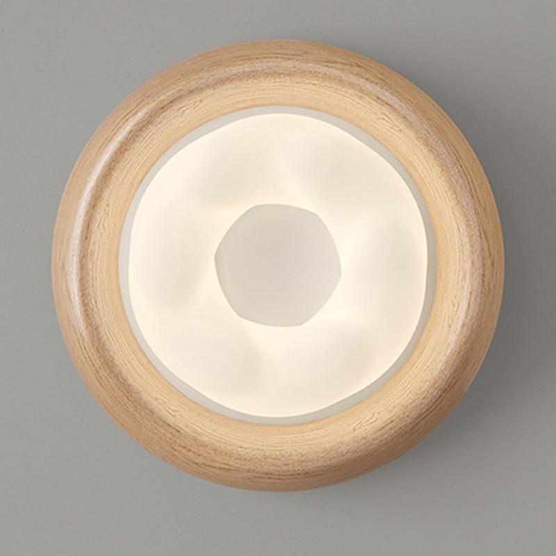 Contemporary Simplicity Curved Iron PE Imitation Wood Grain LED Flush Mount Ceiling Light For Bedroom Lumendat