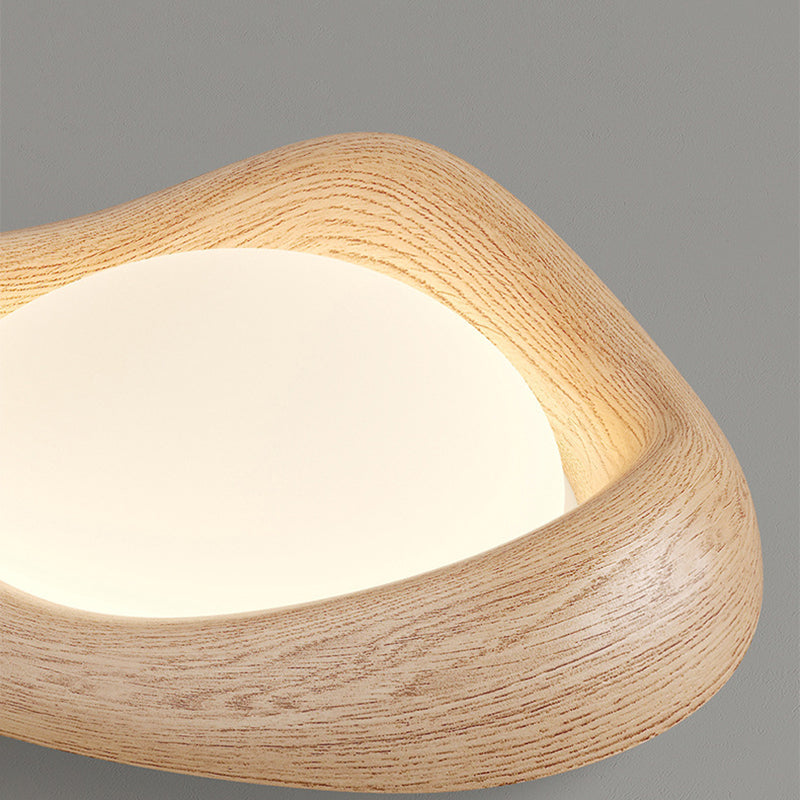 Contemporary Simplicity Curved Iron PE Imitation Wood Grain LED Flush Mount Ceiling Light For Bedroom Lumendat