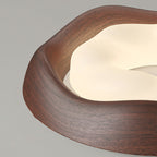Contemporary Simplicity Curved Iron PE Imitation Wood Grain LED Flush Mount Ceiling Light For Bedroom Lumendat