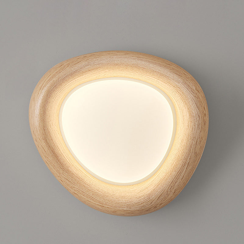 Contemporary Simplicity Curved Iron PE Imitation Wood Grain LED Flush Mount Ceiling Light For Bedroom Lumendat