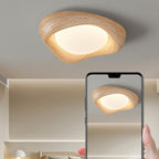 Contemporary Simplicity Curved Iron PE Imitation Wood Grain LED Flush Mount Ceiling Light For Bedroom Lumendat