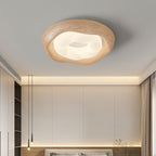 Contemporary Simplicity Curved Iron PE Imitation Wood Grain LED Flush Mount Ceiling Light For Bedroom Lumendat