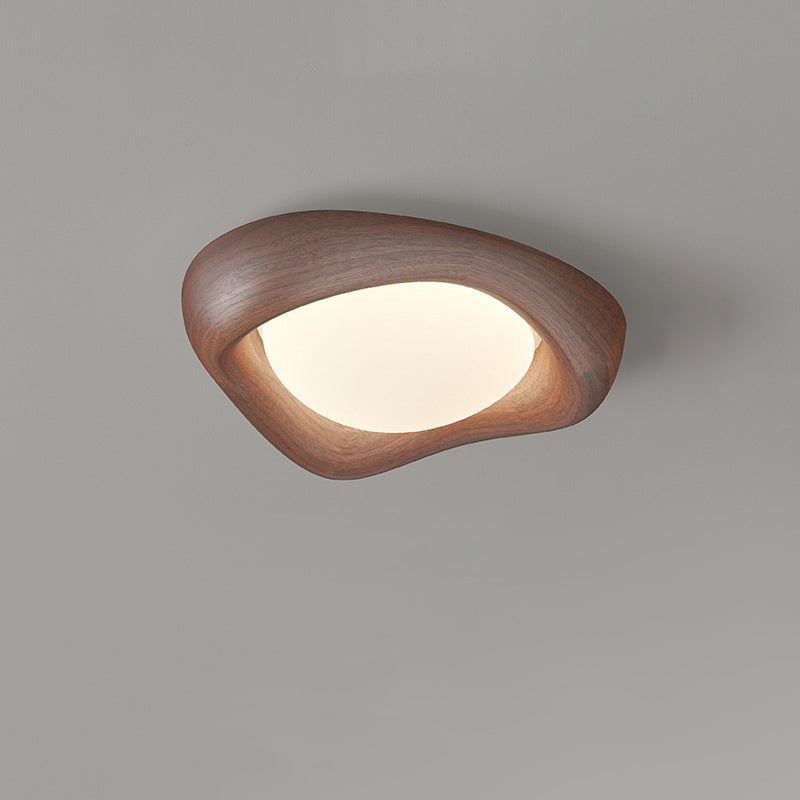 Contemporary Simplicity Curved Iron PE Imitation Wood Grain LED Flush Mount Ceiling Light For Bedroom Lumendat