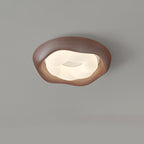 Contemporary Simplicity Curved Iron PE Imitation Wood Grain LED Flush Mount Ceiling Light For Bedroom Lumendat