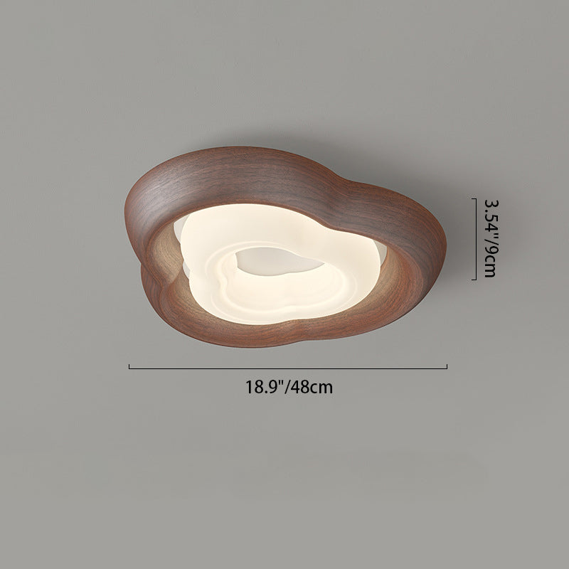 Contemporary Simplicity Curved Iron PE Imitation Wood Grain LED Flush Mount Ceiling Light For Bedroom Lumendat