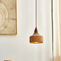 Traditional Japanese Wood Ceramic Round Shade 1-light Pendant Light for Living Room BulbSquare