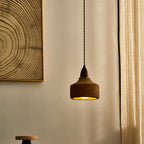 Traditional Japanese Wood Ceramic Round Shade 1-light Pendant Light for Living Room BulbSquare