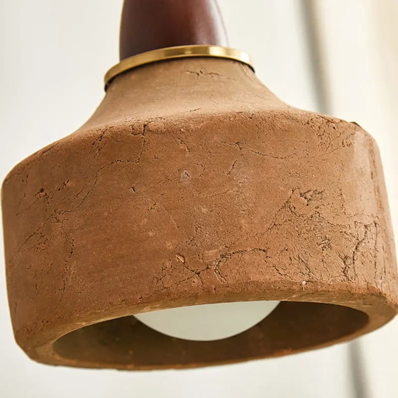 Traditional Japanese Wood Ceramic Round Shade 1-light Pendant Light for Living Room BulbSquare