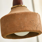 Traditional Japanese Wood Ceramic Round Shade 1-light Pendant Light for Living Room BulbSquare