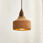 Traditional Japanese Wood Ceramic Round Shade 1-light Pendant Light for Living Room BulbSquare