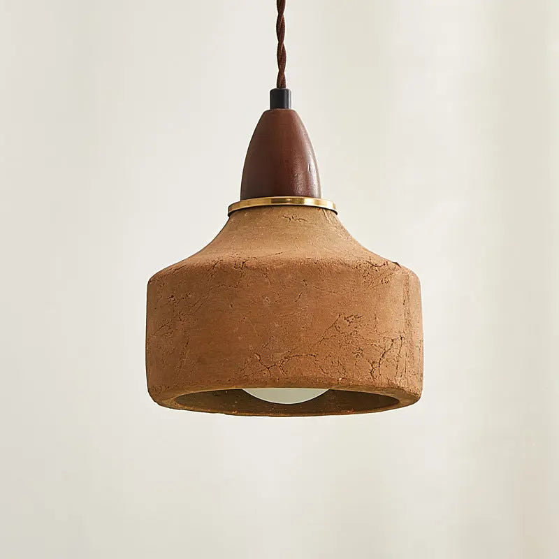 Traditional Japanese Wood Ceramic Round Shade 1-light Pendant Light for Living Room BulbSquare