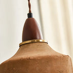 Traditional Japanese Wood Ceramic Round Shade 1-light Pendant Light for Living Room BulbSquare