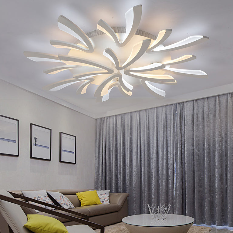 Contemporary Nordic Metal Acrylic Dandelion LED Flush Mount Ceiling Light for Bedroom