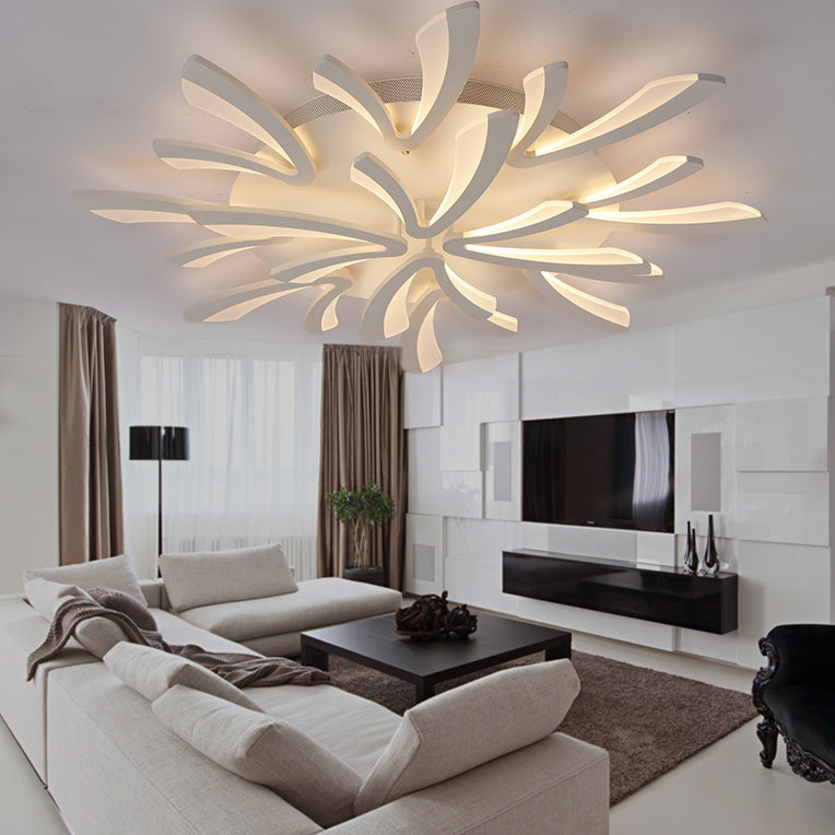 Contemporary Nordic Metal Acrylic Dandelion LED Flush Mount Ceiling Light for Bedroom