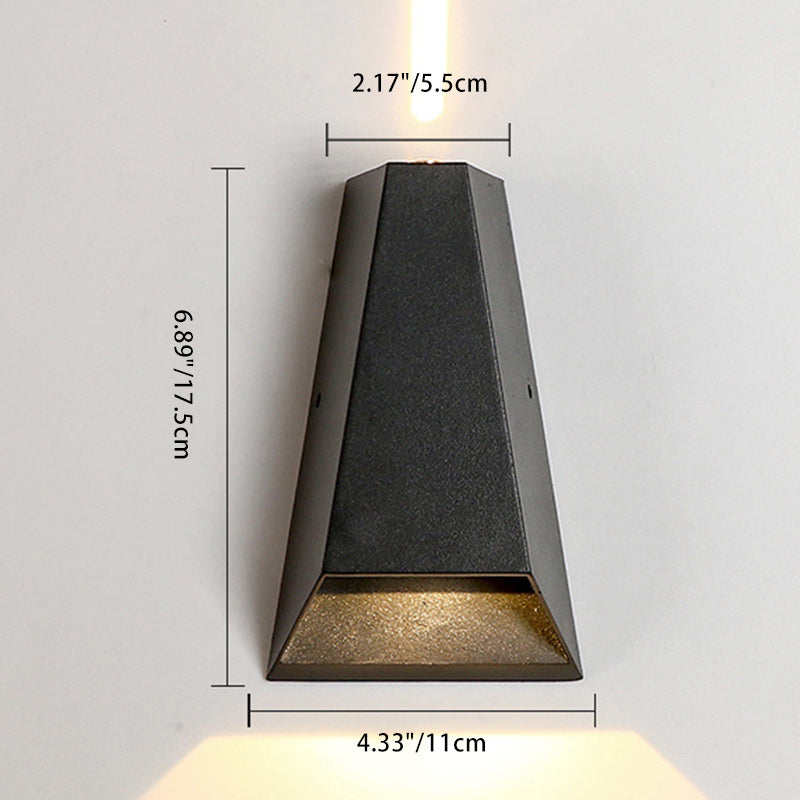 Modern Minimalist Aluminum Trapezoid Up And Down Illuminated LED Outdoor Wall Sconce Lamp For Garden Lumendat