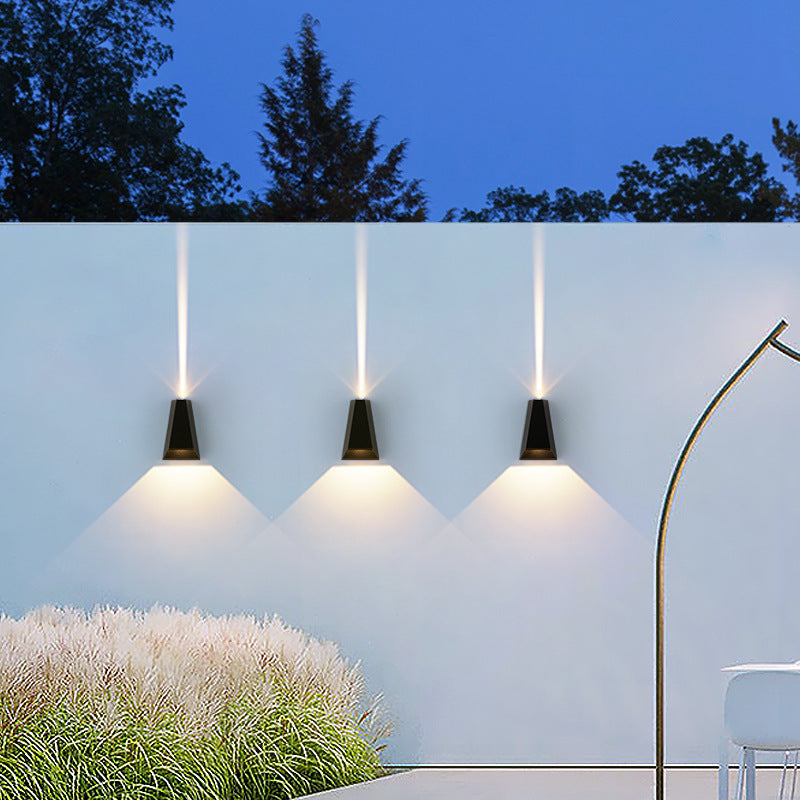 Modern Minimalist Aluminum Trapezoid Up And Down Illuminated LED Outdoor Wall Sconce Lamp For Garden Lumendat