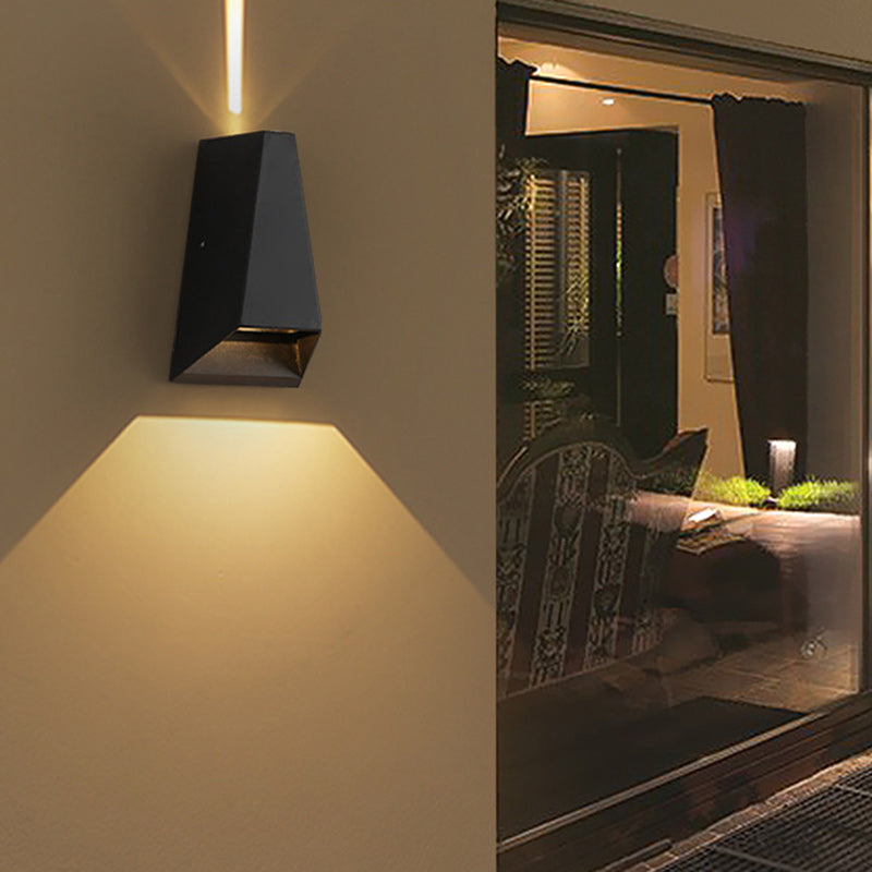 Modern Minimalist Aluminum Trapezoid Up And Down Illuminated LED Outdoor Wall Sconce Lamp For Garden Lumendat