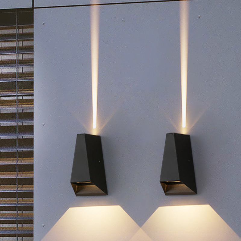 Modern Minimalist Aluminum Trapezoid Up And Down Illuminated LED Outdoor Wall Sconce Lamp For Garden Lumendat