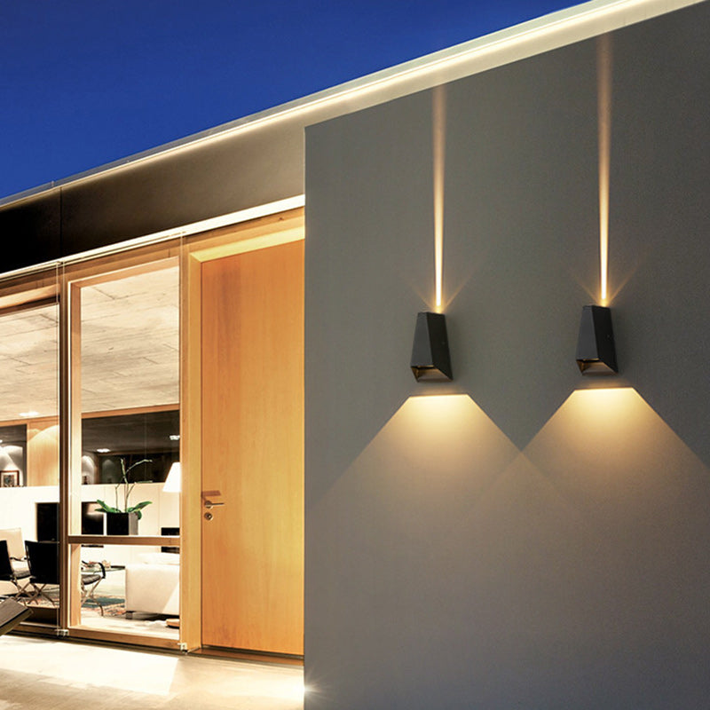 Modern Minimalist Aluminum Trapezoid Up And Down Illuminated LED Outdoor Wall Sconce Lamp For Garden Lumendat