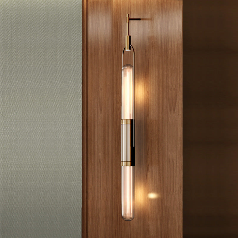 Contemporary Retro Iron Glass Long Strip LED Wall Sconce Lamp For Living Room