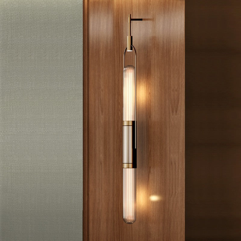 Contemporary Retro Iron Glass Long Strip LED Wall Sconce Lamp For Living Room