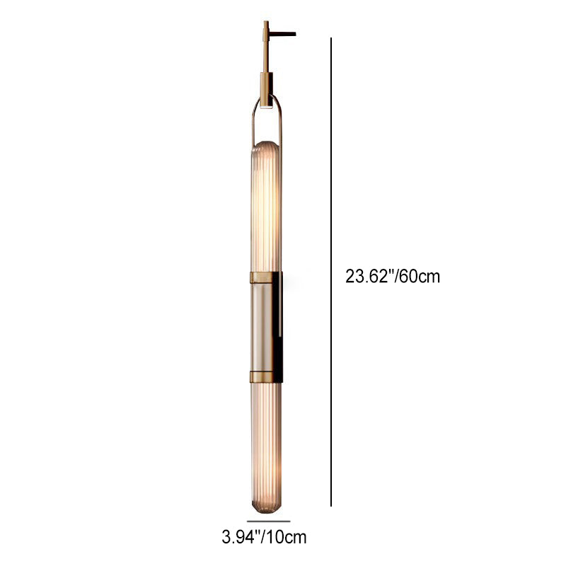 Contemporary Retro Iron Glass Long Strip LED Wall Sconce Lamp For Living Room