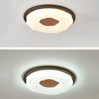 Contemporary Nordic Iron Imitation Wood Grain Acrylic Round LED Flush Mount Ceiling Light For Living Room