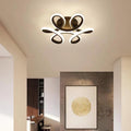 Modern Minimalist Curved Acrylic Iron LED Semi-Flush Mount Ceiling Light For Bedroom