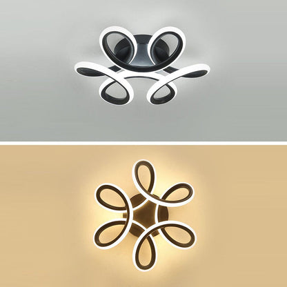 Modern Minimalist Curved Acrylic Iron LED Semi-Flush Mount Ceiling Light For Bedroom