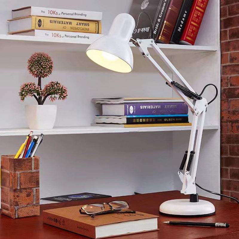 Contemporary Nordic Adjustable Lamp Arm Iron Round 1-Light Table Lamp For Bedroom Lumendat