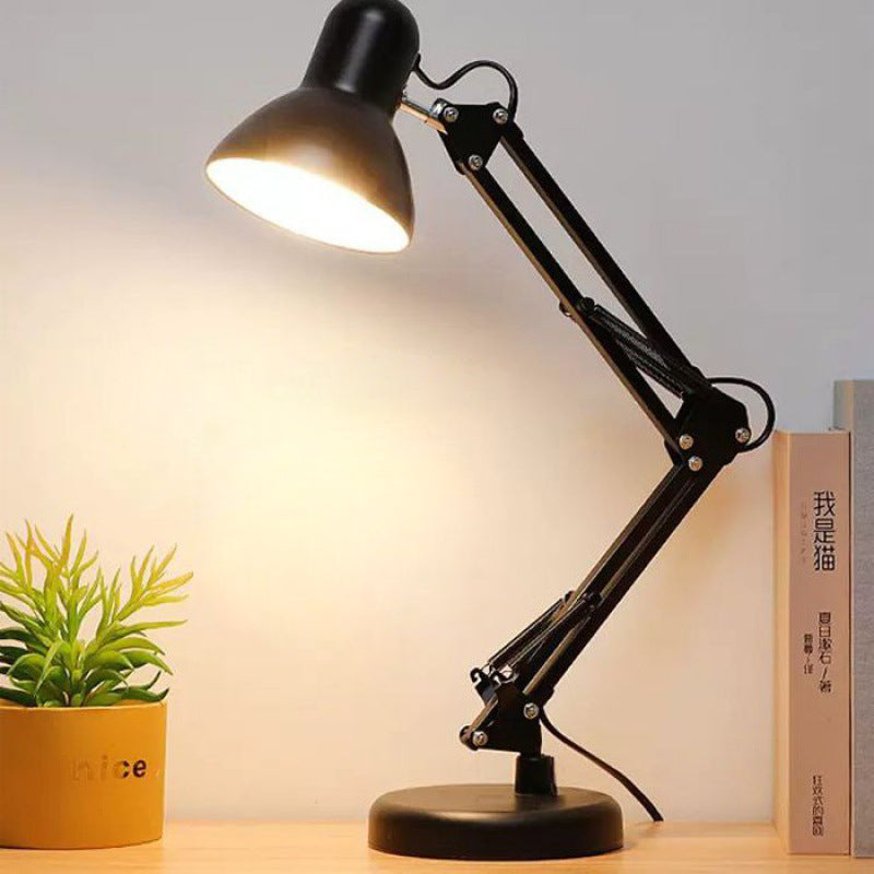 Contemporary Nordic Adjustable Lamp Arm Iron Round 1-Light Table Lamp For Bedroom Lumendat