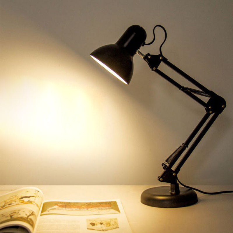 Contemporary Nordic Adjustable Lamp Arm Iron Round 1-Light Table Lamp For Bedroom Lumendat
