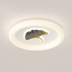 Modern Simplicity Iron PE Round Ginkgo Leaf LED Flush Mount Ceiling Light For Living Room