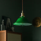 Traditional Vintage Iron Copper Glass Round Shade 1-light Pendant Light for Bedroom BulbSquare