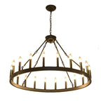 Traditional Farmhouse Iron Circle Ring Glass 20/36-light Chandelier for Dining Room BulbSquare