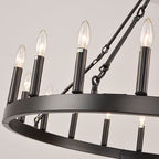 Traditional Farmhouse Iron Circle Ring Glass 20/36-light Chandelier for Dining Room BulbSquare