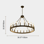 Traditional Farmhouse Iron Circle Ring Glass 20/36-light Chandelier for Dining Room BulbSquare
