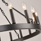 Traditional Farmhouse Iron Circle Ring Glass 20/36-light Chandelier for Dining Room BulbSquare