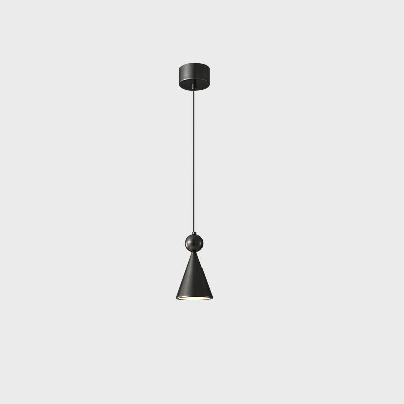 Modern Luxury Full Copper Geometrical Conical LED Pendant Light for Living Room