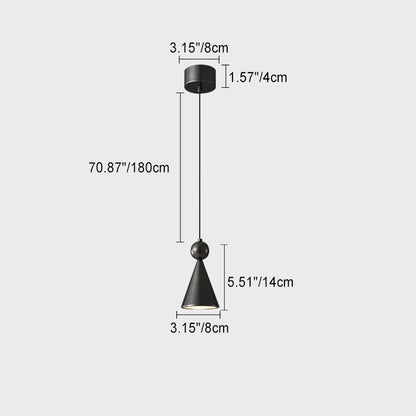 Modern Luxury Full Copper Geometrical Conical LED Pendant Light for Living Room