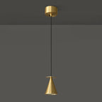 Modern Luxury Full Copper Geometrical Conical LED Pendant Light for Living Room
