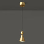 Modern Luxury Full Copper Geometrical Conical LED Pendant Light for Living Room